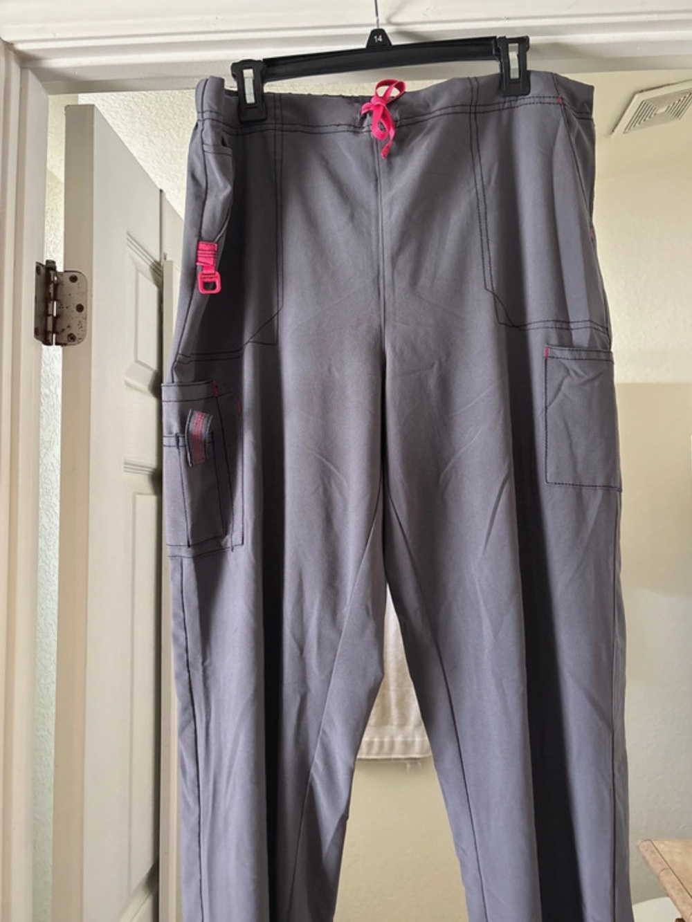 Carhartt Gray Pants with Pink Stitch Accent